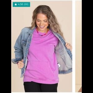 Filly Flair Purple XXL Relaxed Crewneck Sweatshirt with Kangaroo Pocket NWT